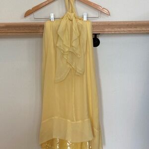 BCBGMaxAzria Light Yellow Satin Dress